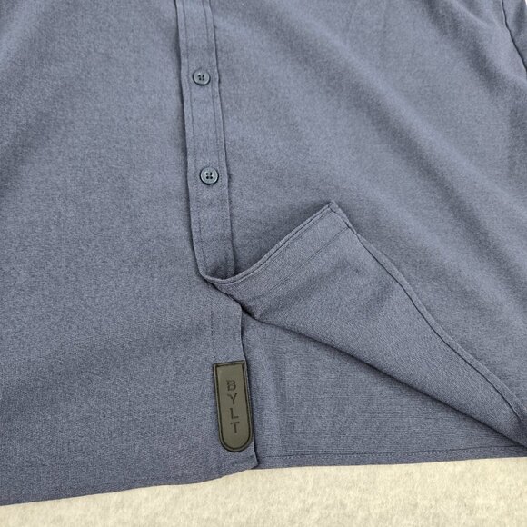 BYLT Shirt Mens Large Blue Premium Vista Short Sleeve Button Basics Casual - Picture 9 of 11